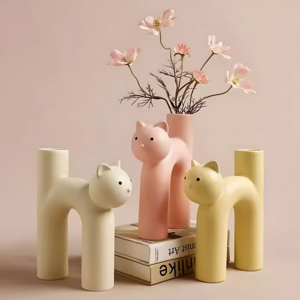 Vaso Decorativo in Ceramica “Cat U-Shape” – Design Minimal e Aesthetic