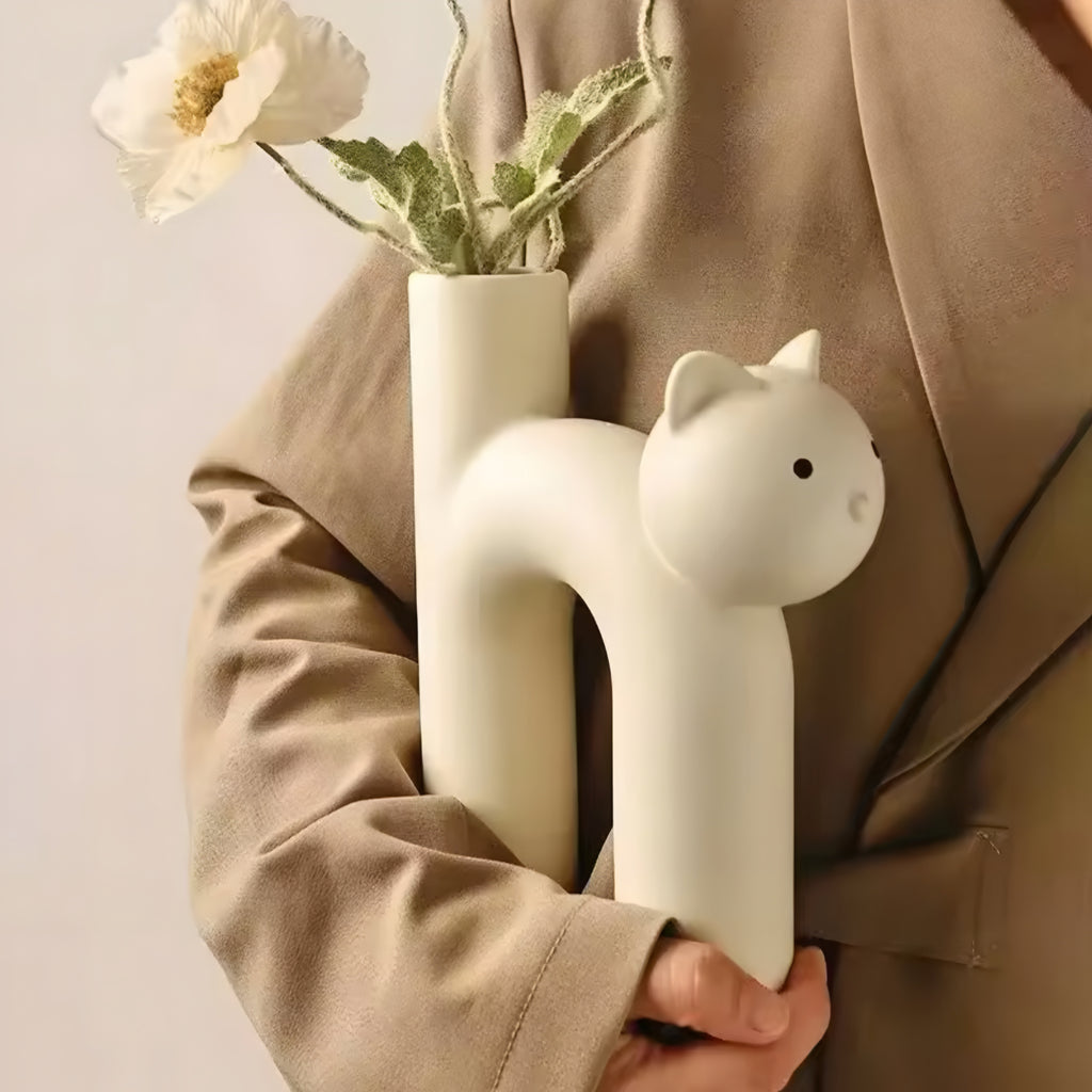 Vaso Decorativo in Ceramica “Cat U-Shape” – Design Minimal e Aesthetic