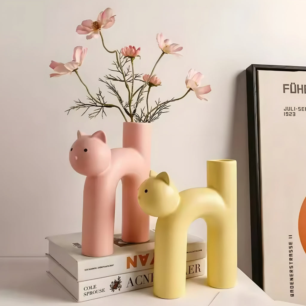 Vaso Decorativo in Ceramica “Cat U-Shape” – Design Minimal e Aesthetic