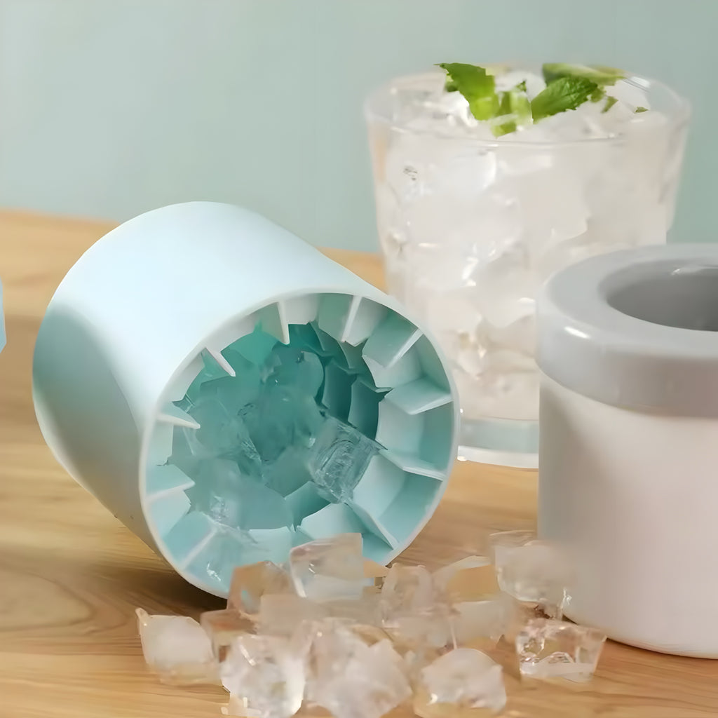 Stampo per Ghiaccio in Silicone 2 in 1 – Cubetti Perfetti e Contenitore Integrato